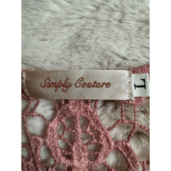 Simply Couture Crochet Lace Sleeveless open Front Vest Pink Size L Boho EUC - Picture 5 of 7